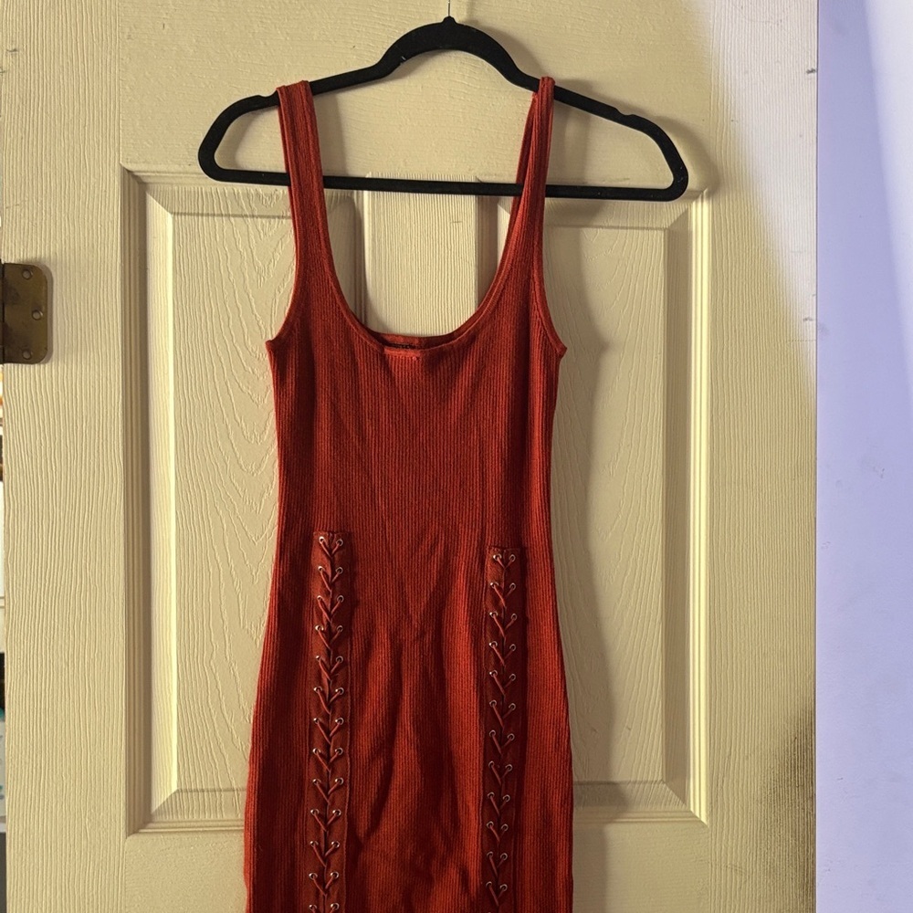 Windsor Rust Lace-Up Mini Dress